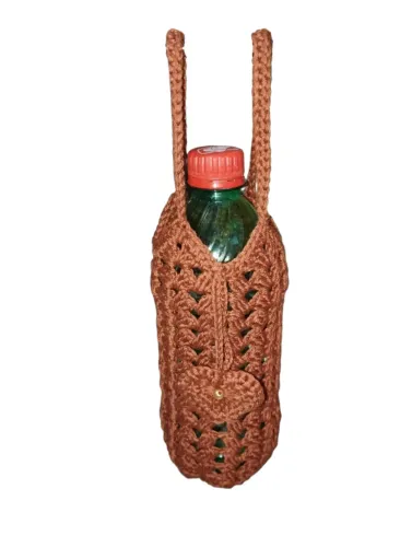 Porta-garrafa de crochê para água mineral ou refrigerante (500 ml)