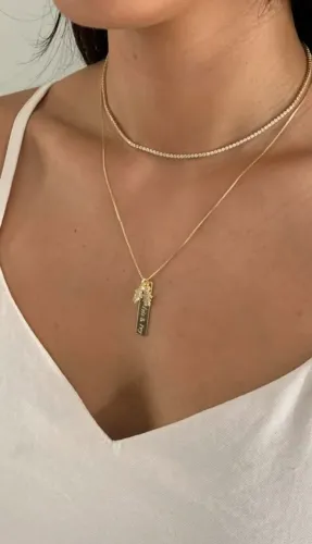 Colar Mãe Personalizado Banhado a Ouro 18K com 1 Nome e Pingente de Filho
