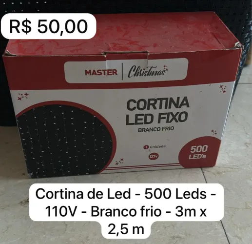 Cortina de Led 500 Leds 110V Branco Frio