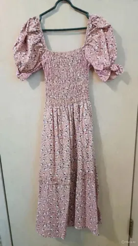 Vestido florido rosa longo (tamanho único)