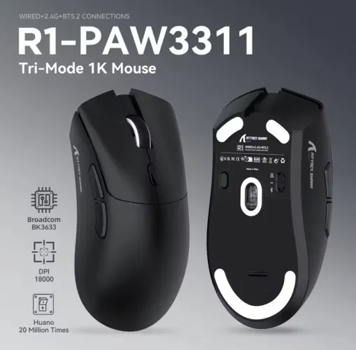 Mouse R1 Attack Shark Preto PAW3311