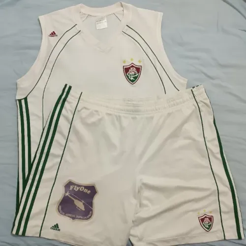 Conjunto Basquete Fluminense Adidas 2008 Regata e Shorts Original Branco GG