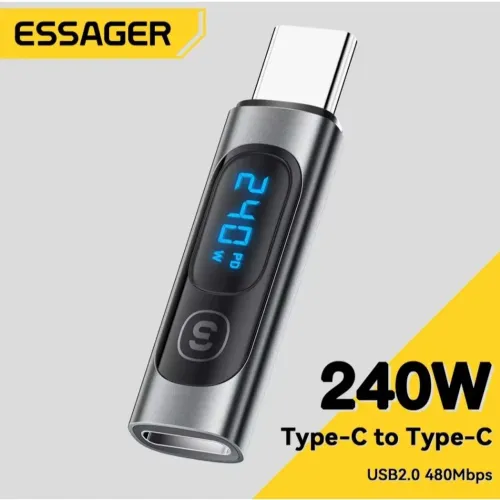 Cabo Tipo C para Tipo C 240W com Display Digital - Carregamento Rápido