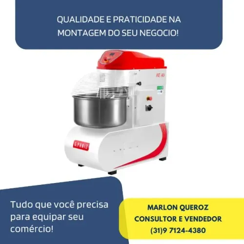Amassadeira Espiral 40 KG 2 Velocidades Trifásica Epóxi