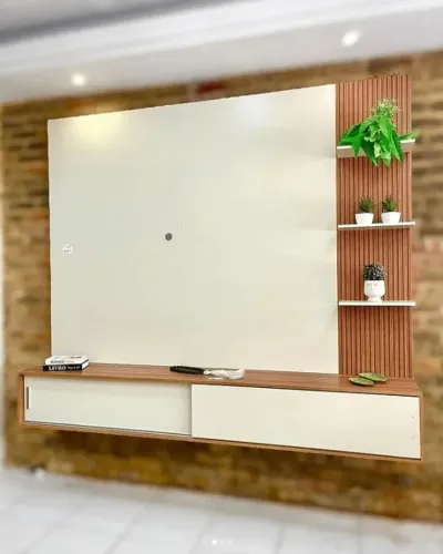 Painel Solange Gigante 2.30 Detalhe Ripado Em 3d Na Madeira 100% MDF Freijó/Off White