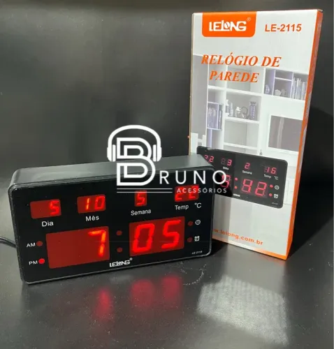 Relógio de Parede Digital LED Lelong LE-2115
