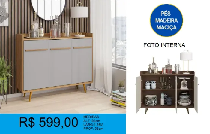 Aparador 3 portas lindo - a pronta entrega
