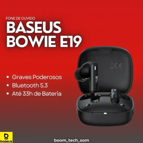 Fone Sem Fio Baseus Bowie E19 Bluetooth | Garantia | Focado Em Graves | Pronta Entrega