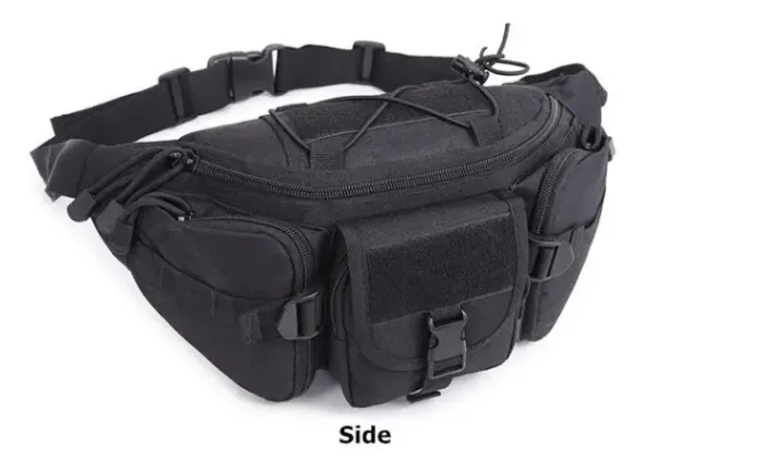 Pochete preta masculina com bolsos frontais grande