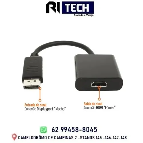 Adaptador Cabo Conversor Displayport x Hdmi Monitor Pc