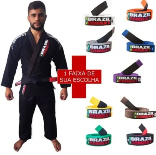 Kimono trançado+ faixa da Brazil combat unissex 