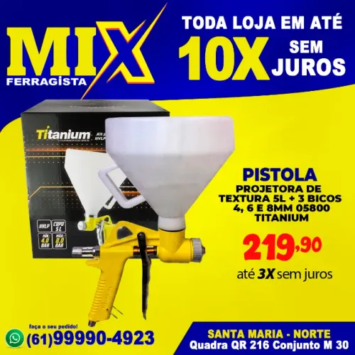 Pistola Projetora de Textura 5L + 3 Bicos 4, 6 e 8mm 05800 Titanium