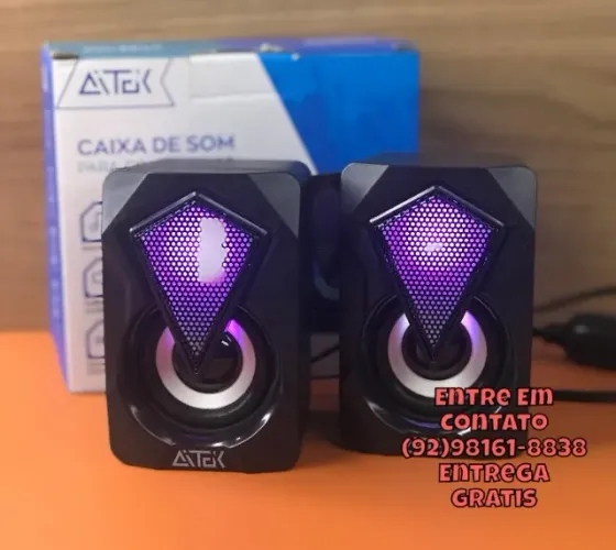 Caixinha de som para computador/pc com luzes RGB - entrega das 9 ate as 22