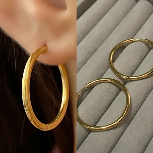 Brincos de Argola Dourados de aço 