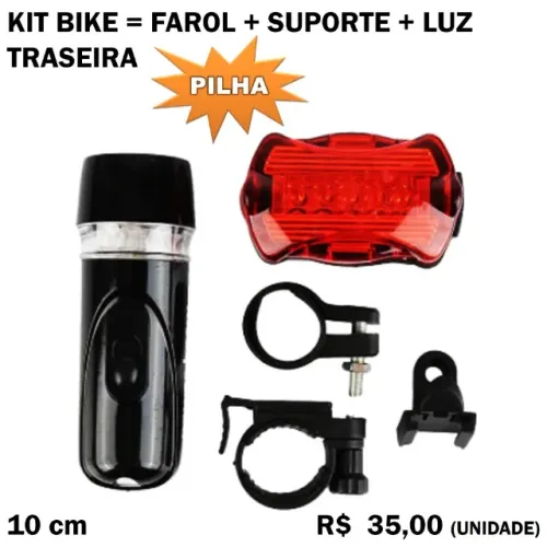 Iluminação de Bike frontal e Traseira a Pilha