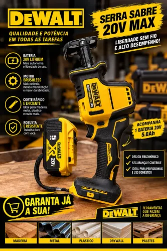 Serra sabre 20V + bateria 5AH XR (DeWalt)