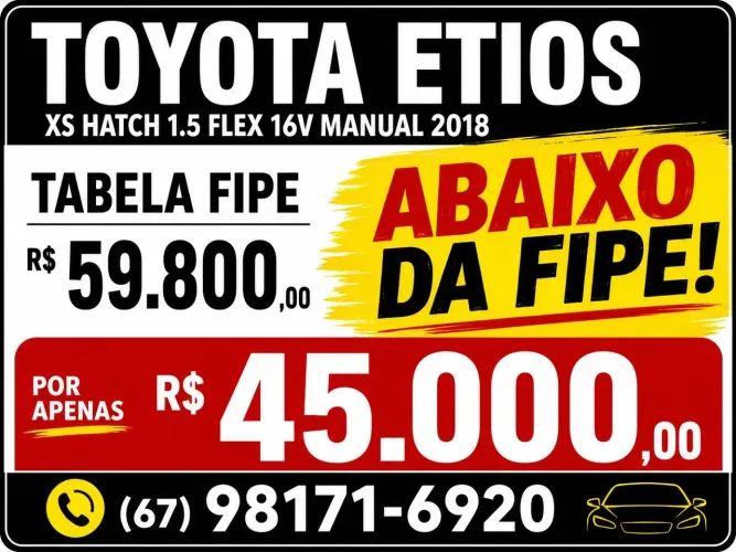 Toyota Etios XS 1.5 Flex 16V 5P Mec. 2018