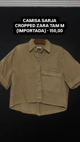 Camisa de Sarja Cropped Zara Importada - Tamanho M