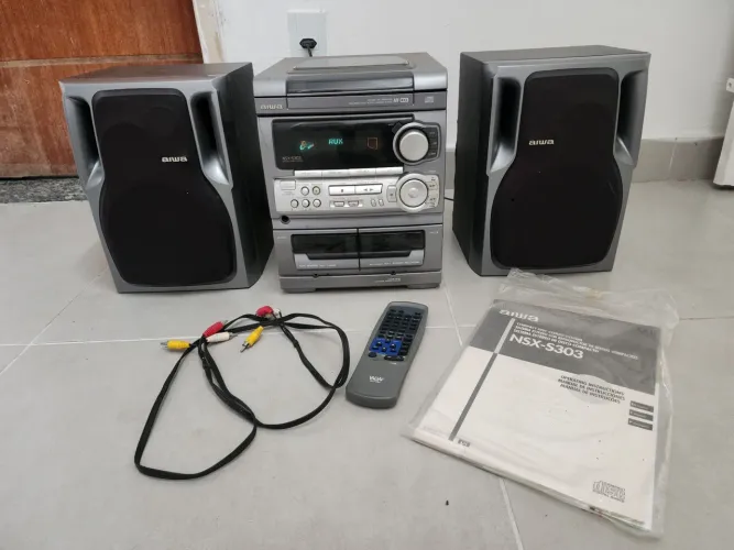 Mini System Aiwa NSX-S303, clássico anos 90 + caixas originais - som maravilhoso