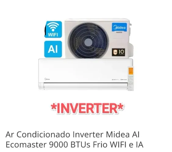 Ar Split Midea INVERTER 9.000 BTUs + NOVO + Nota + Garantia + Cartão 12x*!!  
