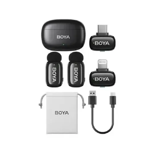 MICROFONE BOYA MINI 2 COMBO C/ CANCELAMENTO DE RUÍDO / Novo Lacrado - Loja Fisica