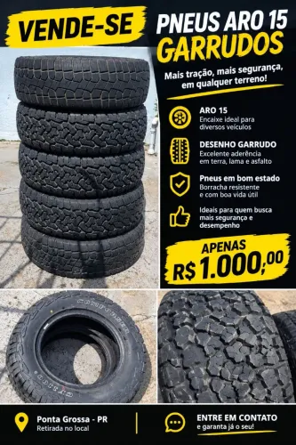 Vendo 4 pneus aro 15 garrudos