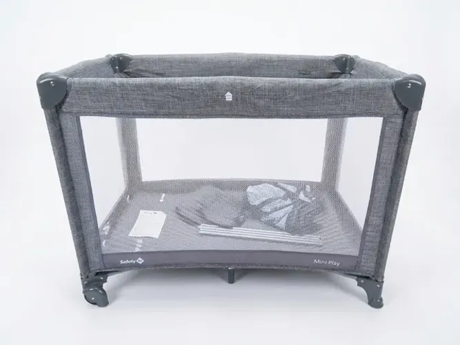 Berço Portátil Safety 1st Mini Play Grey Denim + Mosquiteiro e Bolsa