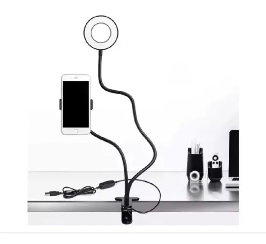 Ring light de mesa 2 em 1 com suporte de celular 