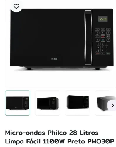 Micro-ondas Philco 28 litros 1100 W ,função limpa fácil