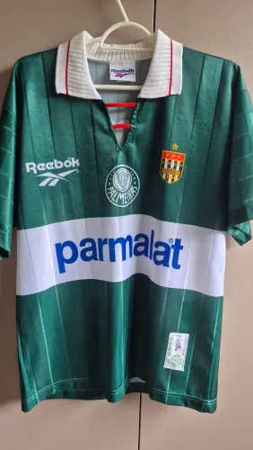 Camisa Palmeiras Reebok Parmalat Campeão Paulista 1996 Tamanho P (Veste M)