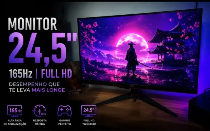 Monitor AOC 24,5" 165Hz Gamer Full HD - Excelente Estado