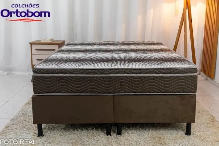 Box Casal Bipartida + Colchão Casal Ortopédico Light Ortobom | Suporta até 260kg