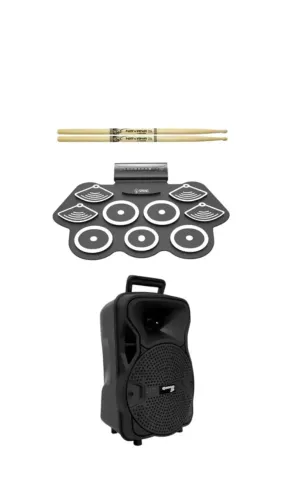KIT- BATERIA ELETRÔNICA SPRING 9 PADS + CAIXA SOUNDVOICE CA80 + BAQUETA LIVERPOOL NI-7A