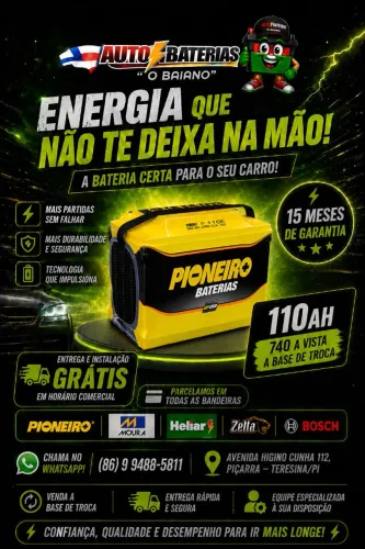 Pioneiro 110AH 15 meses de garantia, por 740 avista a base de troca. 