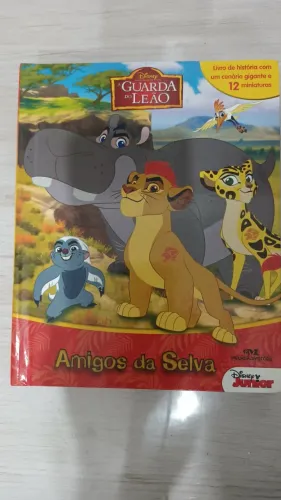 Rei leão-Disney- A Guarda do Leão - Amigos da Selva -Livro com cenário e 12 miniaturas
