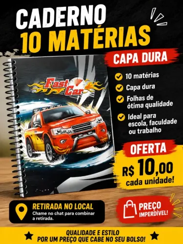 CADERNO 10 MATÉRIAS - CAPA DURA