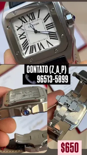 Relógio CARTIER SANTOS 100 PULSEIRA DE COURO PREMIUM