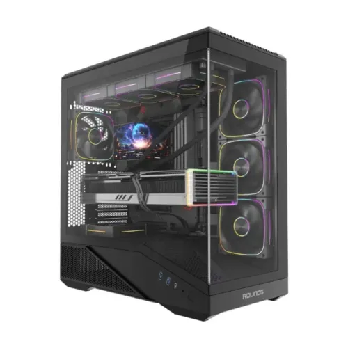 Gabinete Gamer Round5 Icebox Black, Mid Tower, ATX, Lateral/Frente em Vidro, 4x Fan