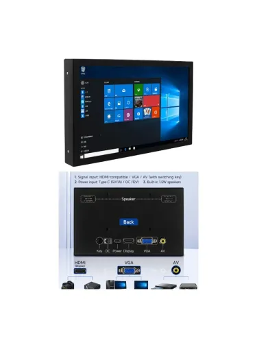 Tela 7" 1024x600 hdmi, vga, tipo-c, rca