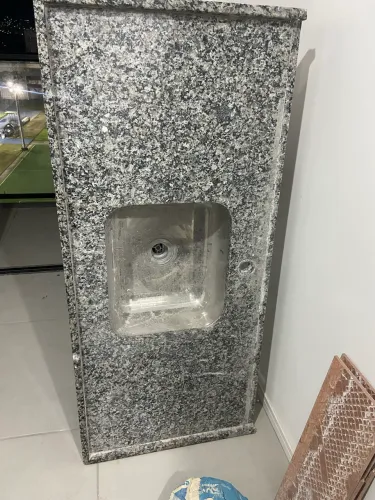 Pia de granito cinza Corumbá com Cuba de inox - 120cm x 56cm