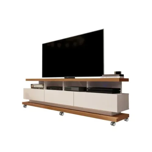 Rack para TV Vivare Off White com Nature