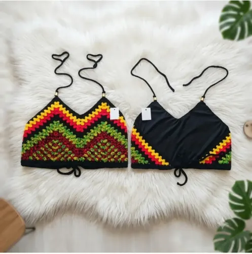 top cropped de crochê (estilo/reggae