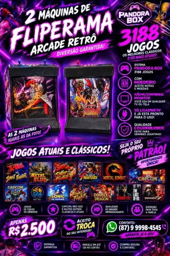 ? 2 MÁQUINAS DE FLIPERAMA + PANDORA BOX 3.188 JOGOS | ACEITO TROCA