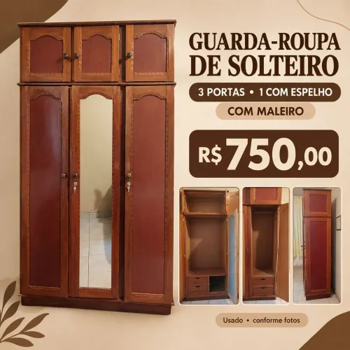 VENDE-SE GUARDA-ROUPA DE SOLTEIRO