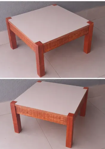 Mesinha de centro estrutura madeira com tampo MDF