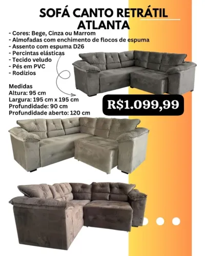 Sofá de canto retrátil(Pague na entrega)
