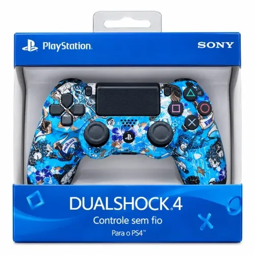 Controle Joystick Sem Fio DualShock 4 PS4 Edição Personalizada Graffiti Azul PlayStation P