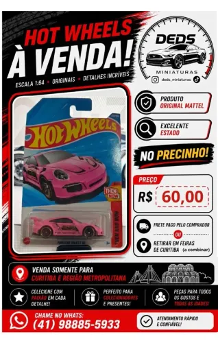 Hot Wheels Porsche 911 Rosa - Original Mattel (Novo no Blister)