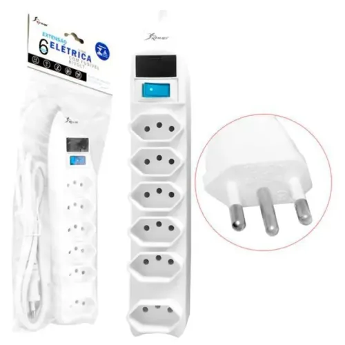 Extensão elétrica 6 tomadas filtro de linha bivolt cabo 1,5 metros - sl 7606