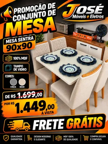 CONJUNTO DE MESA SENTRA 90X90 - JOSÉ MÓVEIS